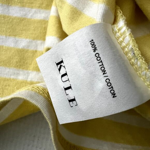 Kule Short Sleeve Tee Shirt Yellow White Women Size Small - Picture 9 of 9